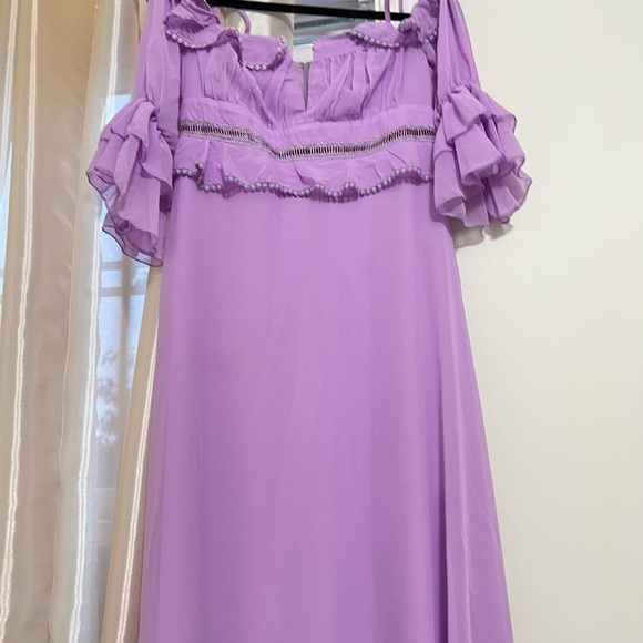 ASOS Purple Ruffled Off-the-Shoulder Gown - Picture 5 of 6
